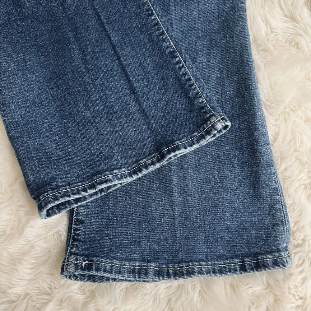 Free Assembly High Rise Slim Flare Jeans 8 (28x30.5) Blue Denim Stretch Womens